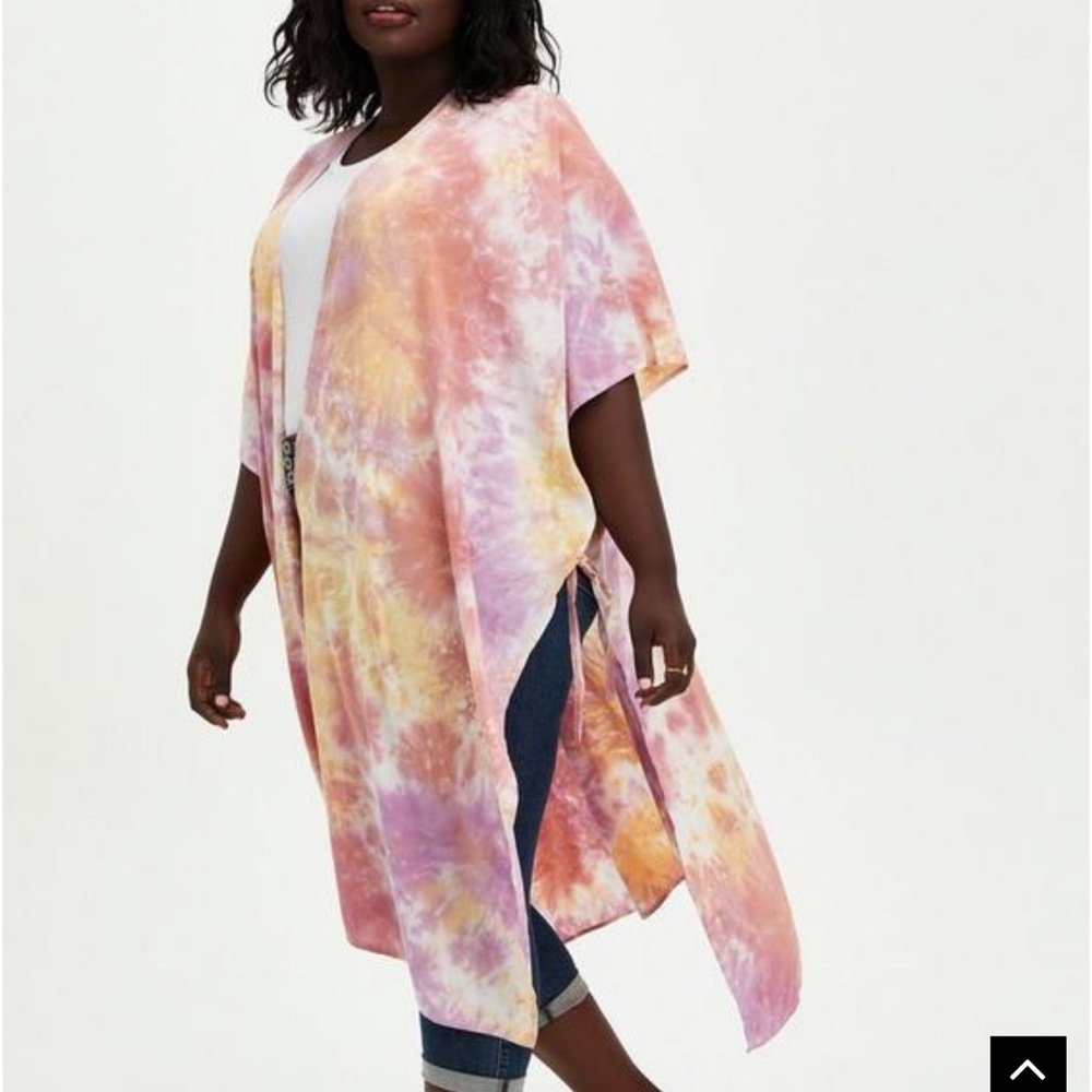 Torrid Pink Tie Dye Longline Ruana ONE SIZE